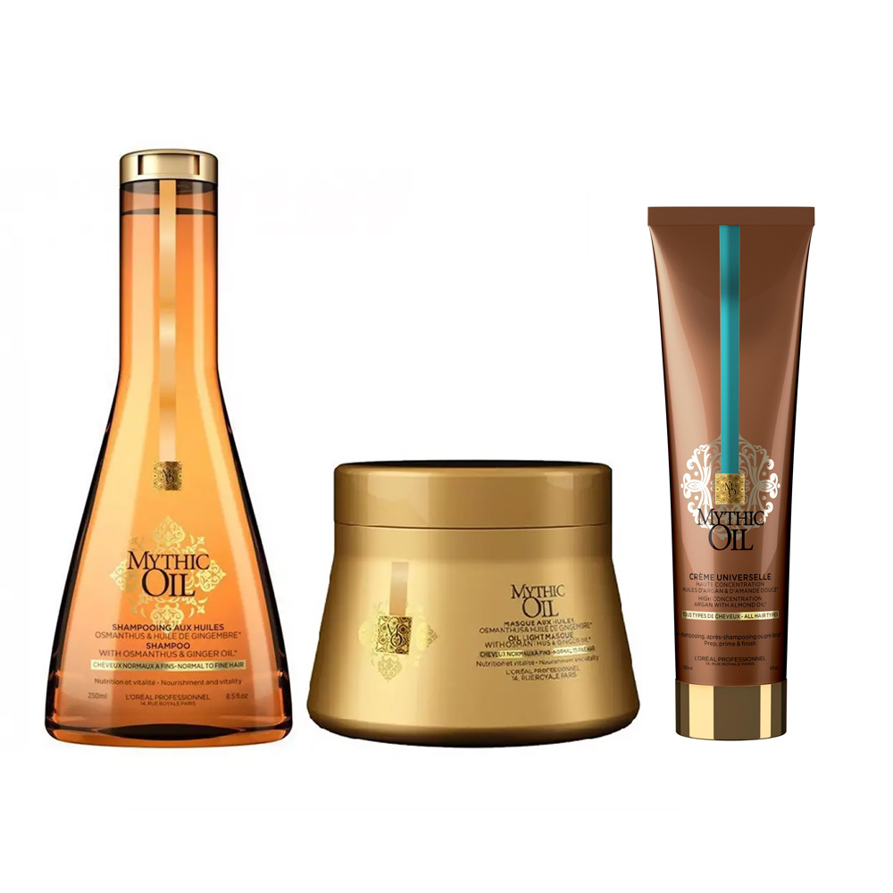 Лореаль Профессионель Набор Mythic Oil: Шампунь для тонких волос, 250 мл + Маска для тонких волос, 200 мл + Крем универсальный для волос, 150 мл (L'oreal Professionnel, Serie Expert) фото 0