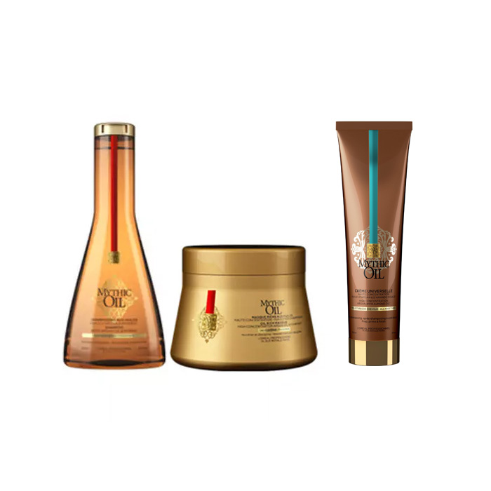 Лореаль Профессионель Набор Mythic Oil: Шампунь для плотных волос, 250 мл + Маска для плотных волос, 200 мл + Крем универсальный для волос, 150 мл (L'oreal Professionnel, Serie Expert) фото 0