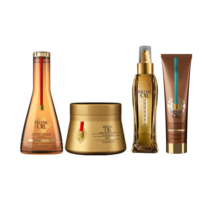 Loreal Professionnel Набор Mythic Oil: Масло питательное, 100 мл + Шампунь для плотных волос, 250 мл + Маска для плотных волос, 200 мл + Крем универсальный для волос, 150 мл (Loreal Professionnel, Serie Expert)