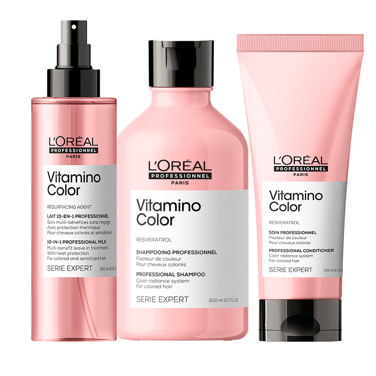 L'oreal Professionnel Набор Vitamino Color: Шампунь, 300 мл + Кондиционер, 200 мл + Термозащитный спрей, 190 мл (L'oreal Professionnel, Serie Expert) vitamino color термозащитный спрей для окрашенных волос 190м