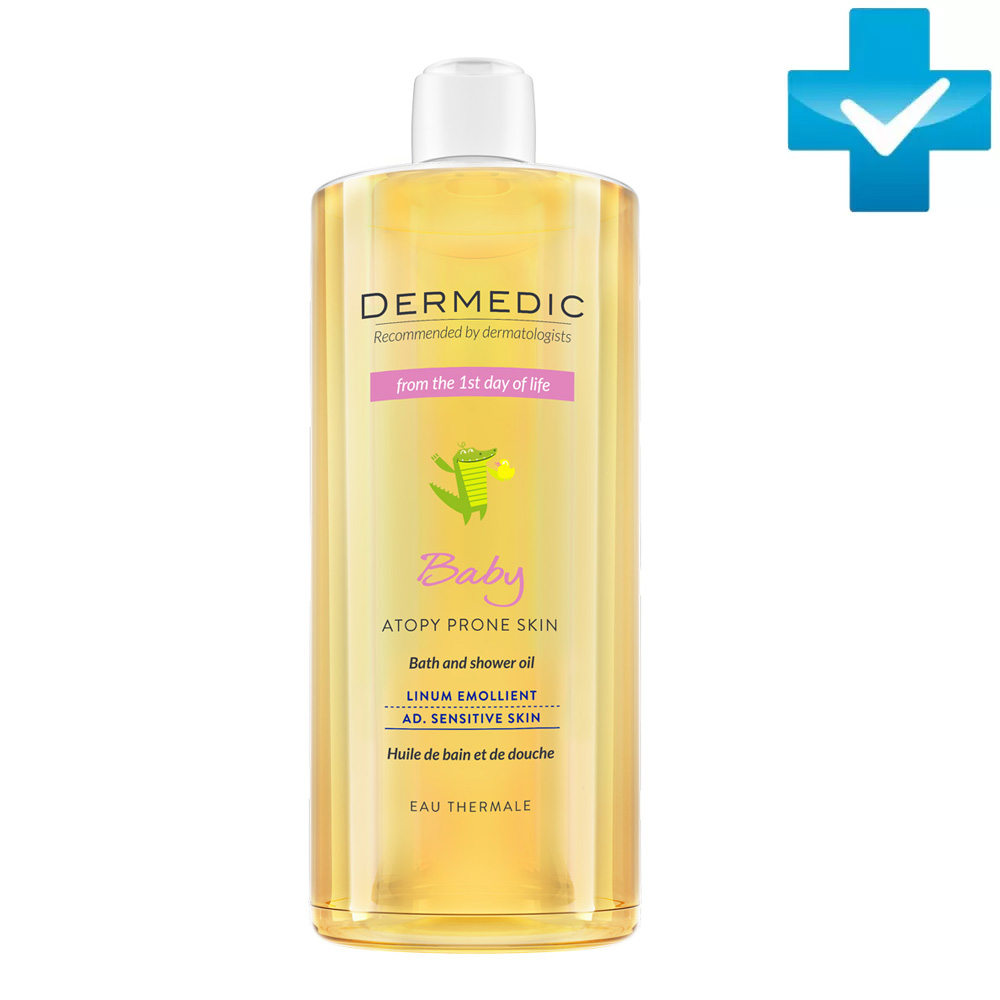 Dermedic Масло для ванны и душа с 1го дня жизни Baby Atopy Prone Skin Bath and Shower Oil, 500 мл (Dermedic, Linum Emolient Baby) dermedic интенсивное липидовосполняющее масло для детей с 1 дня жизни baby atopy prone skin ultra rich butter 225 г dermedic linum emollient baby