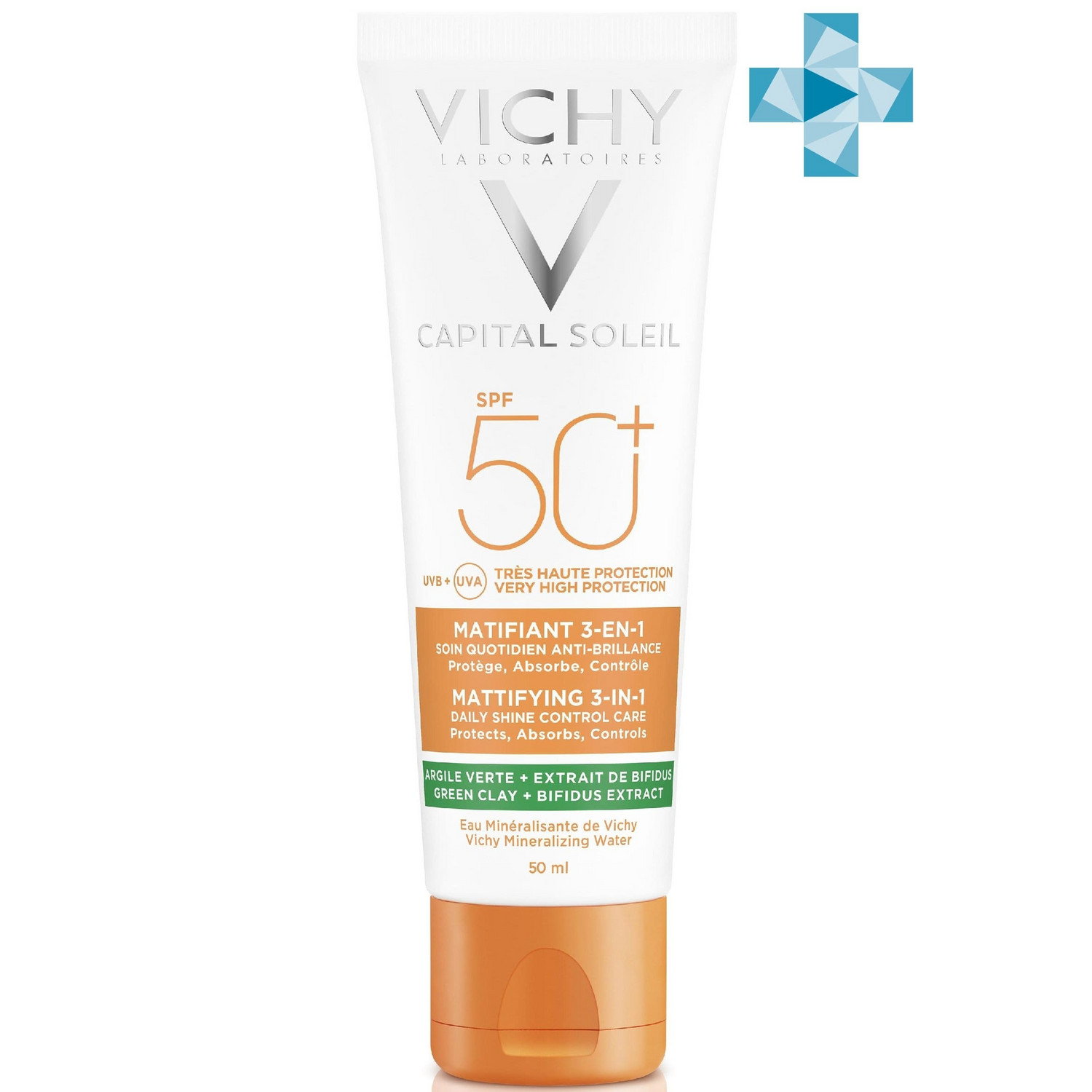 Купить Vichy Солнцезащитный матирующий уход для жирной проблемной кожи 3 в 1 SPF 50+, 50 мл (Vichy, Capital Ideal Soleil), Франция
