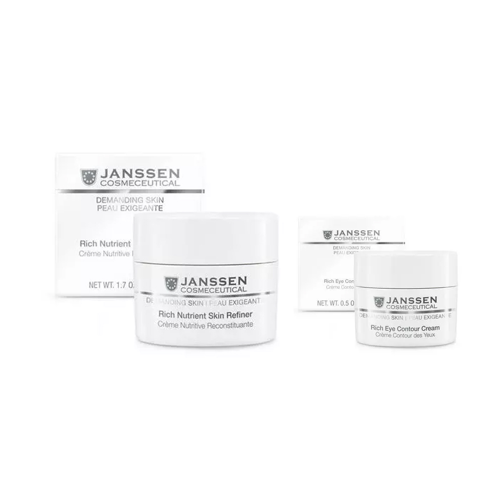 Janssen Cosmetics Набор Питание и увлажнение: крем 50 мл + крем для кожи вокруг глаз 15 мл (Janssen Cosmetics, Demanding skin) janssen cosmetics питательный крем для кожи вокруг глаз rich eye contour cream 15 мл janssen cosmetics demanding skin