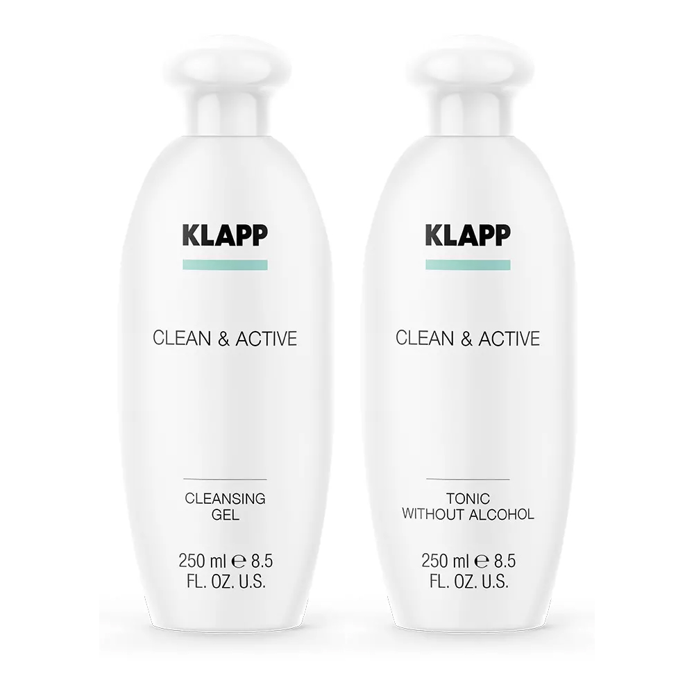 Klapp Набор Бережное очищение: гель 250 мл + тоник 250 мл (Klapp, Clean & active) набор с флягой рф 250 мл