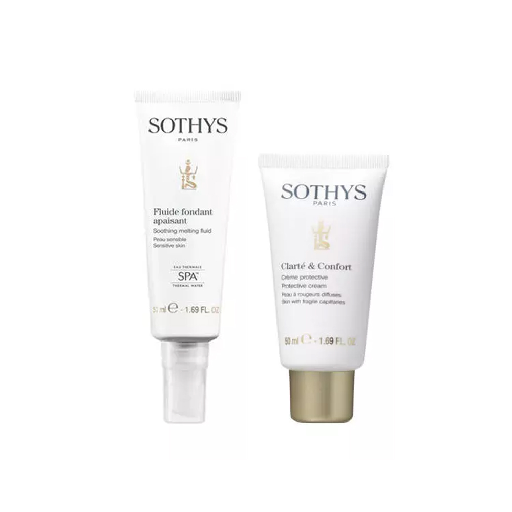 Sothys Набор Для чувствительной кожи: флюид, 50 мл + крем, 50 мл (Sothys, Sensitive Skin Line With Spa Thermal Water) крем комфорт kora успокаивающий для чувствительной кожи 50 мл