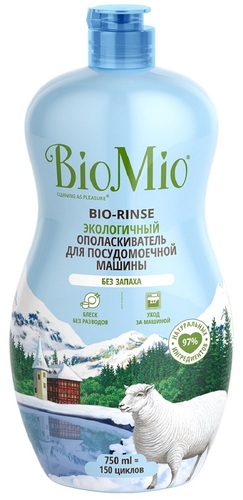 BioMio Экологичный ополаскиватель для посудомоечной машины Bio-Rinse, 750 мл (BioMio, Посуда) ополаскиватель для посудомоечных машин biomio экологичный без запаха 750 мл