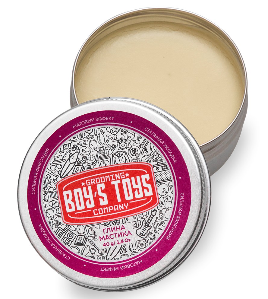  Глина для укладки волос высокой фиксации с низким уровнем блеска Strong Hold Clay Putty, 40 г (Boys Toys, Стайлинг) фото 1