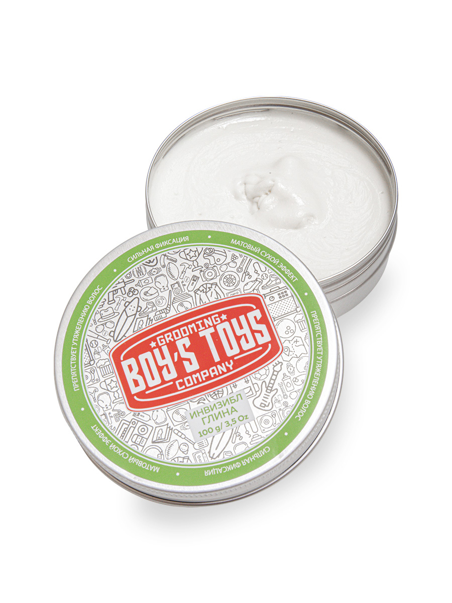  Глина для укладки волос сильной фиксации с низким уровнем блеска Invisible Forming Matte Clay, 100 г (Boys Toys, Стайлинг) фото 1