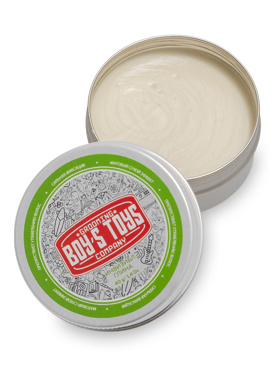  Глина для укладки волос средней фиксации с низким уровнем блеска Invisible Forming Matte Clay, 40 г (Boys Toys, Стайлинг) фото 1