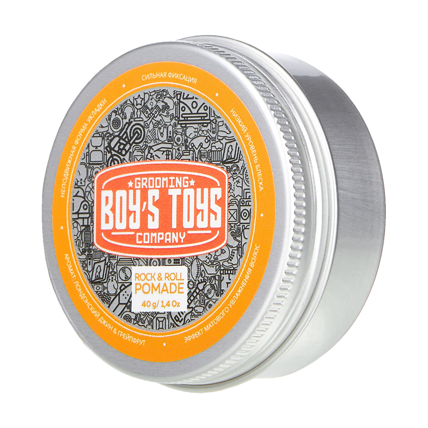  Помада для укладки волос сильной фиксации и средним уровнем блеска Rock & Roll Pomade, 40 г (Boys Toys, Стайлинг) фото 0