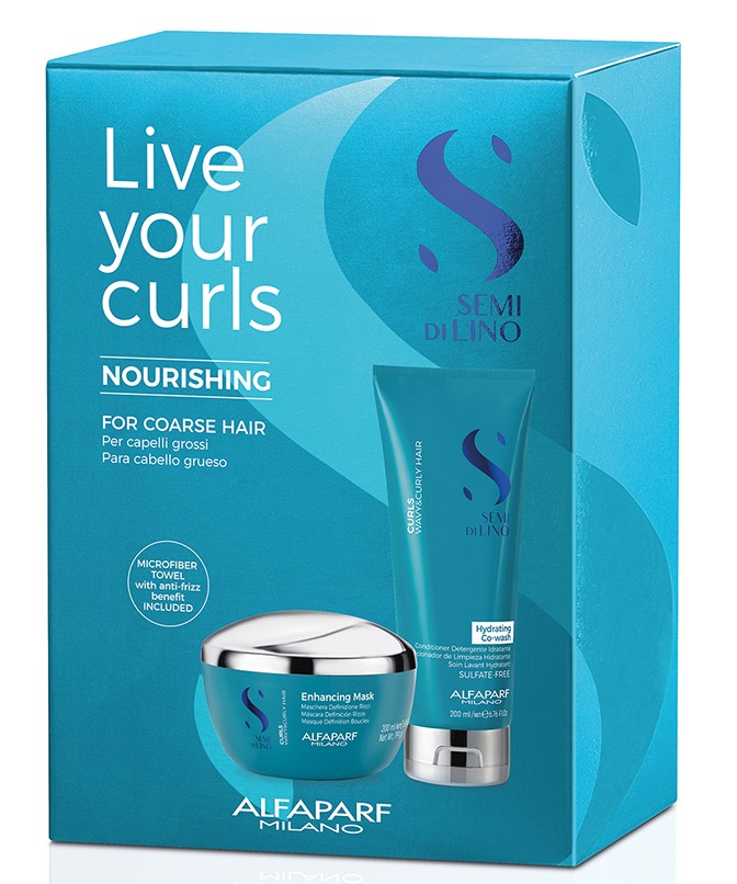 Подарочный набор Curly-Kit Live Your Curls Nourishing: кондиционер 200 мл + маска 200 мл + полотенце (Alfaparf Milano, Curls) фото 0