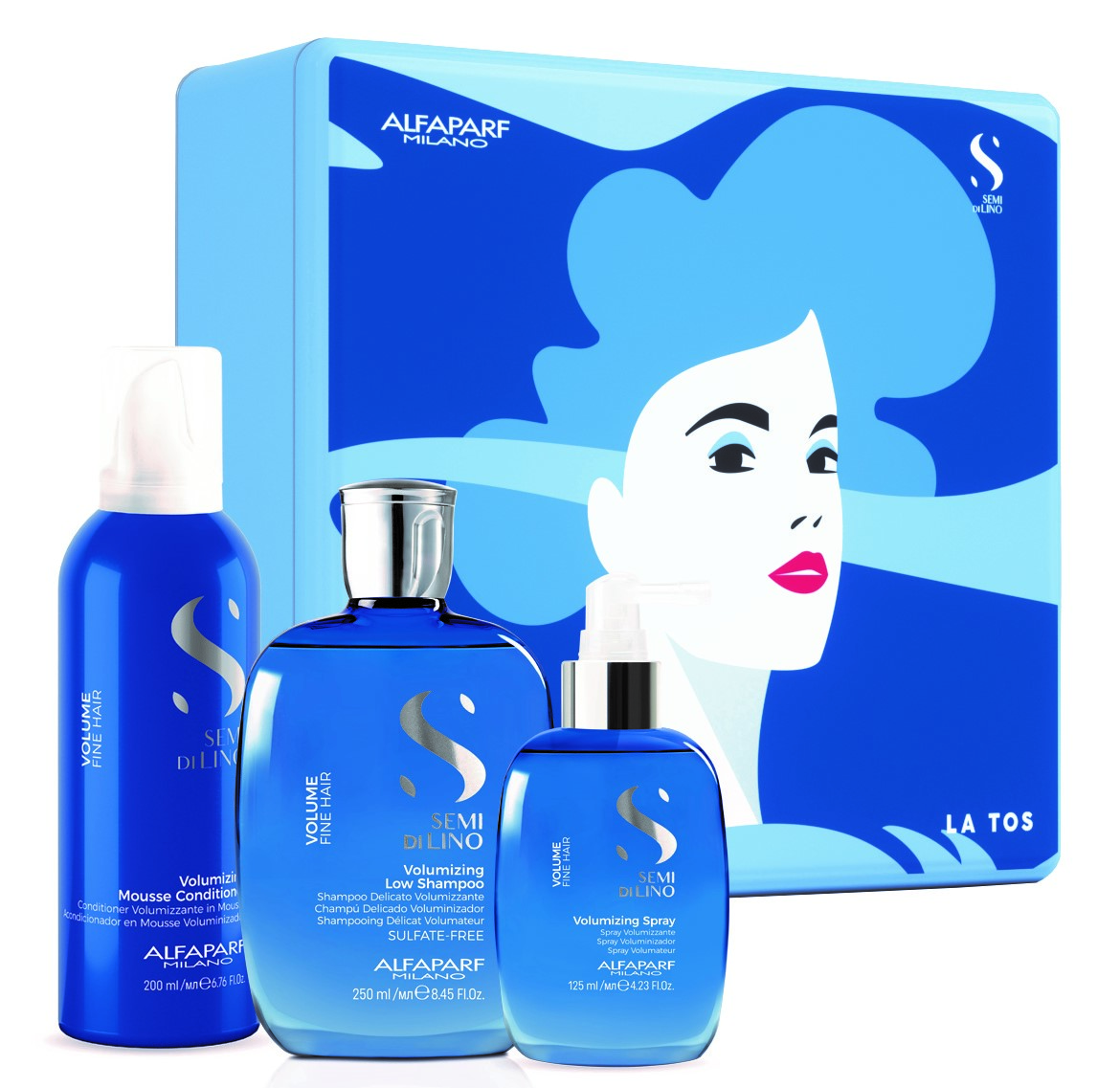  Подарочный набор Volume Fine Hair: шампунь 250 мл + мусс-кондиционер 200 мл + спрей 125 мл (Alfaparf Milano, Volume) фото 0