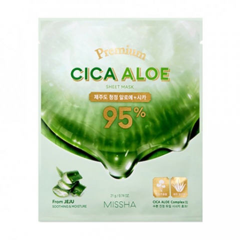 Миша Тканевая успокаивающая маска для лица с центеллой и алоэ Premium Cica Aloe Sheet Mask, 21 г (Missha, Маски) фото 0