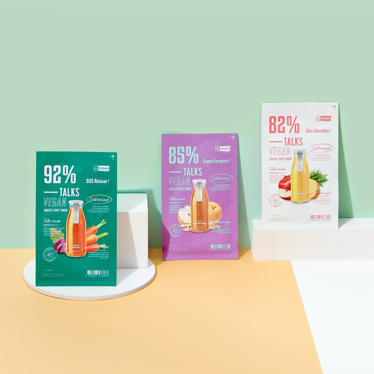 Миша Тканевая увлажняющая маска для лица Talks Vegan Squeeze Skin Smoother, 27 г (Missha, Маски) фото 5