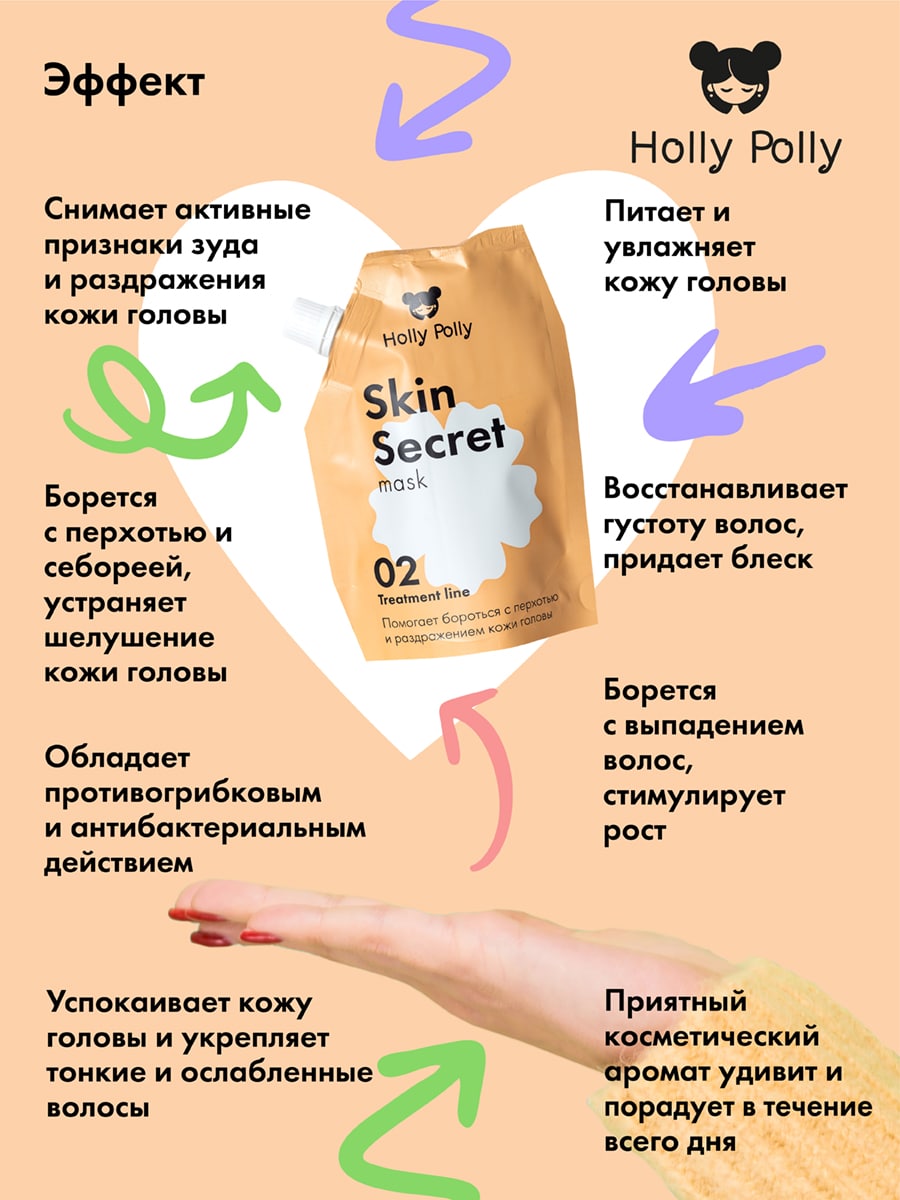 Холли Полли Успокаивающая маска для кожи головы Skin Secret, 100 мл (Holly Polly, Treatment Line) фото 4