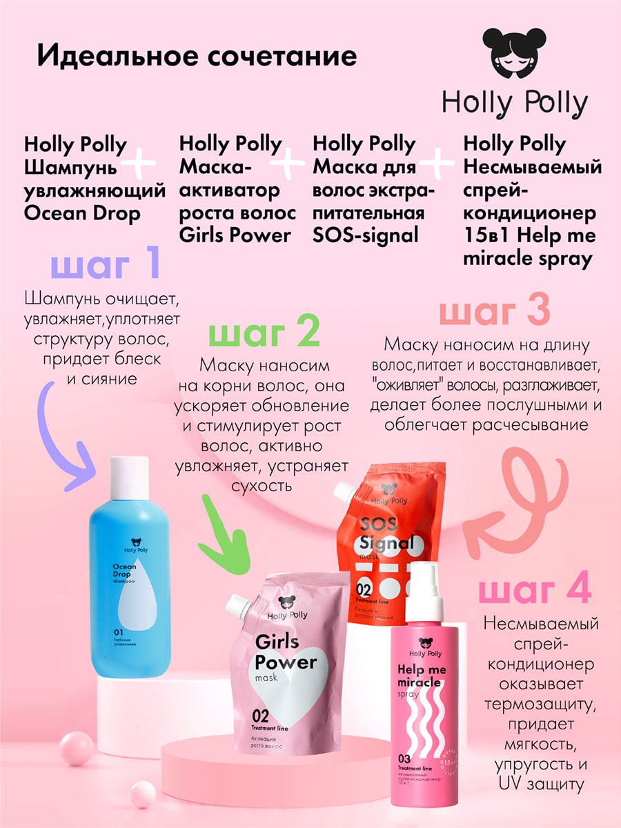 Холли Полли Маска-активатор роста волос Girls Power, 100 мл (Holly Polly, Treatment Line) фото 7