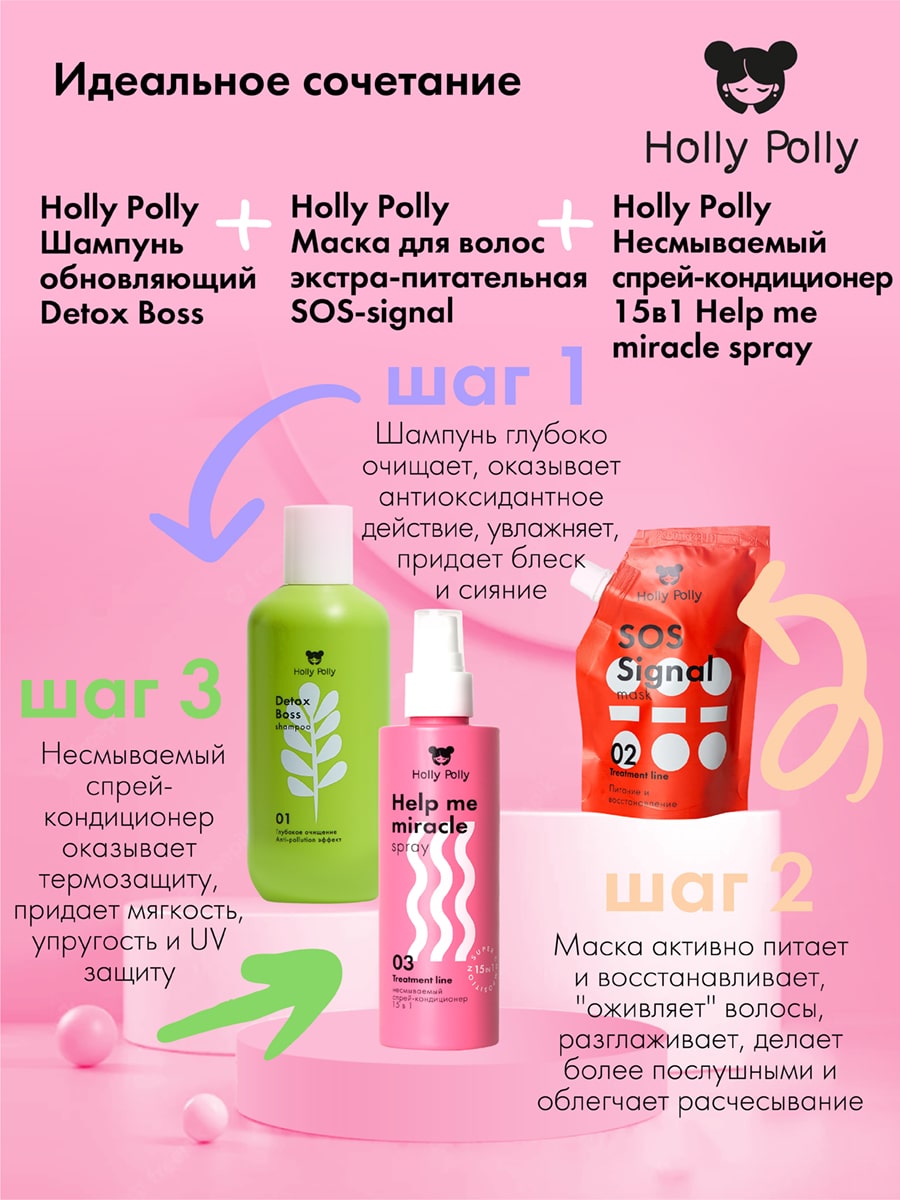 Холли Полли Несмываемый спрей-кондиционер 15в1 Help Me Miracle Spray, 200 мл (Holly Polly, Treatment Line) фото 7