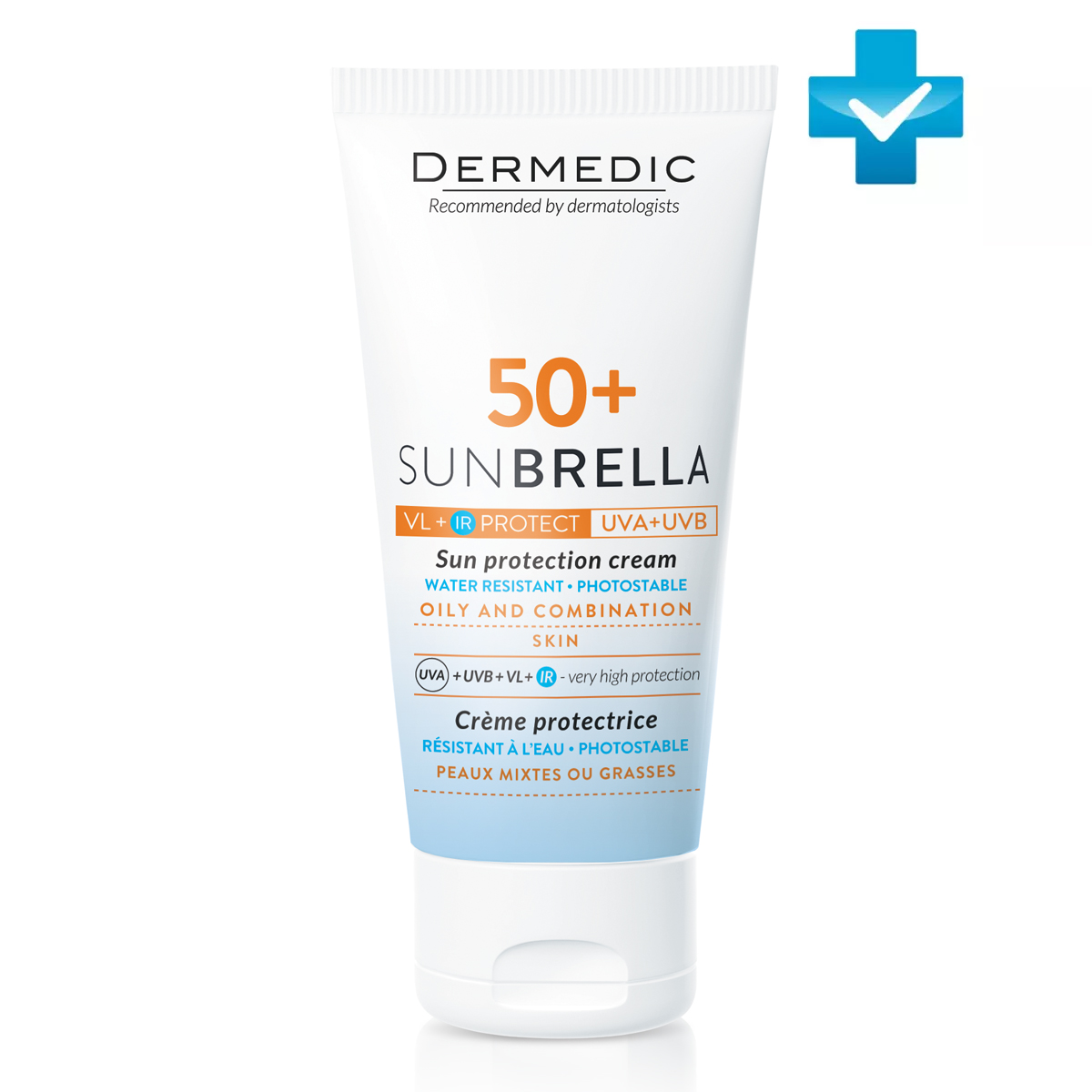 Dermedic Солнцезащитный крем SPF 50+ для жирной и комбинированной кожи, 50 мл (Dermedic, Sunbrella) детский солнцезащитный крем для лица spf 50 dermedic sunbrella