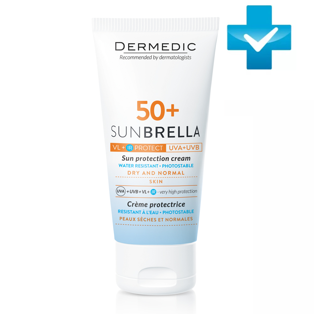 Дермедик Солнцезащитный крем для сухой и нормальной кожи SPF 50+ Sun Protection Cream Dry and Normal Skin, 50 г (Dermedic, Sunbrella) фото 0