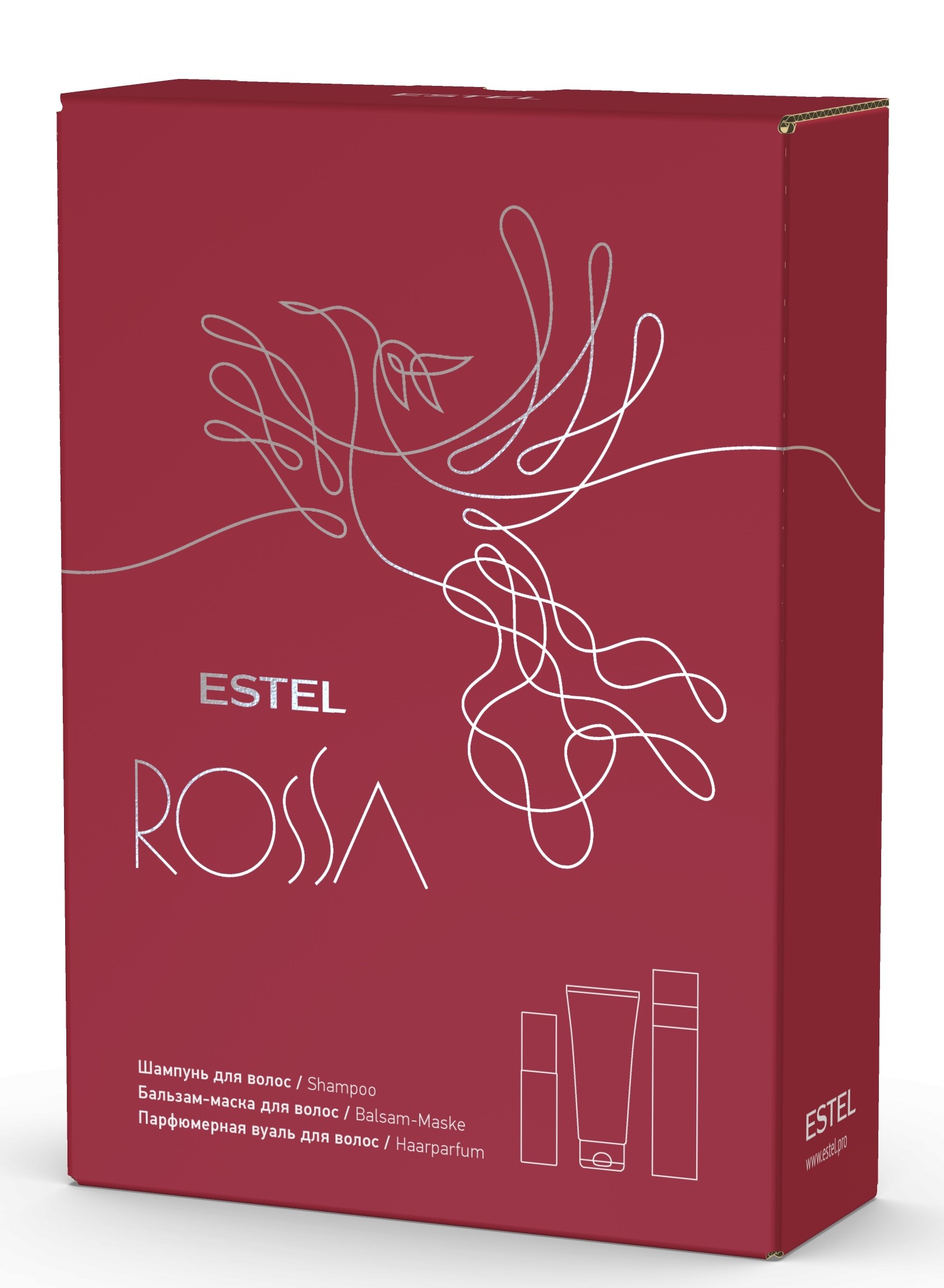 Estel Подарочный набор Rossa: шампунь 250 мл + бальзам-маска 200 мл + парфюмерная вуаль 100 мл (Estel, Rossa) estel крем бальзам curex therapy для сухих поврежденных и ослабленных волос 250 мл