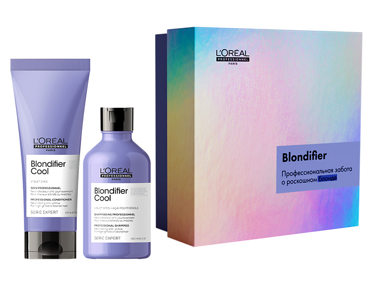 Лореаль Профессионель Набор Blondifier Cool для нейтрализации желтизны холодных оттенков блонд: Шампунь, 300 мл + Кондиционер, 200 мл (L'oreal Professionnel, Serie Expert) фото 0