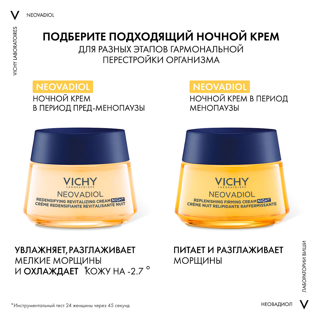 Виши Восстанавливающий питательный ночной крем для кожи в период менопаузы, 50 мл (Vichy, Neovadiol) фото 3