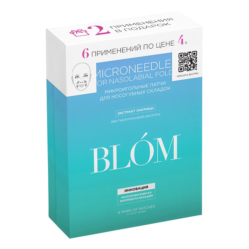 Блом Микроигольные патчи для носогубных складок, 6 пар (Blom, Fold Fighters) фото 4