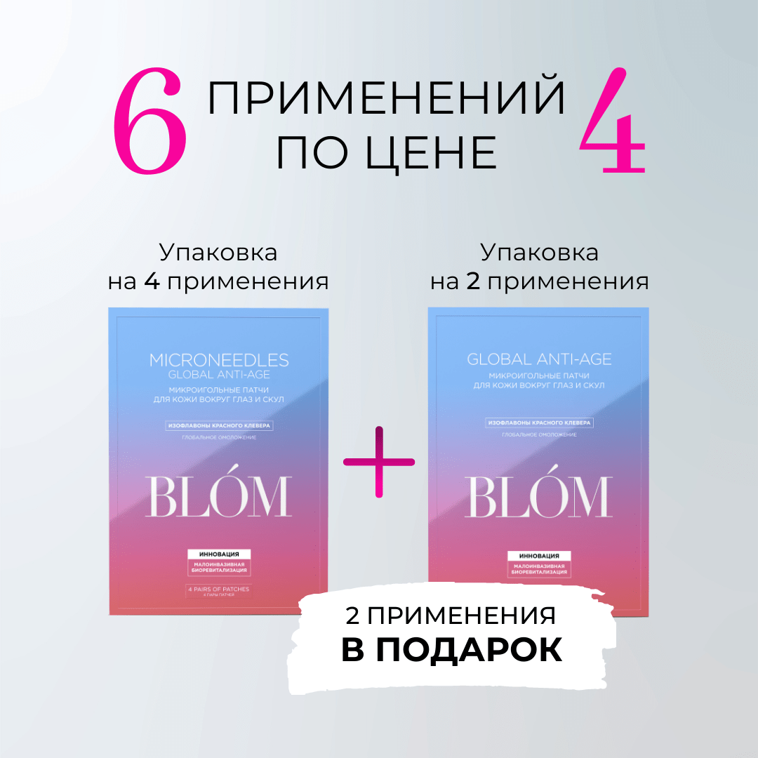 Блом Микроигольные патчи для зрелой кожи, 6 пар (Blom, Global Anti-Age) фото 1