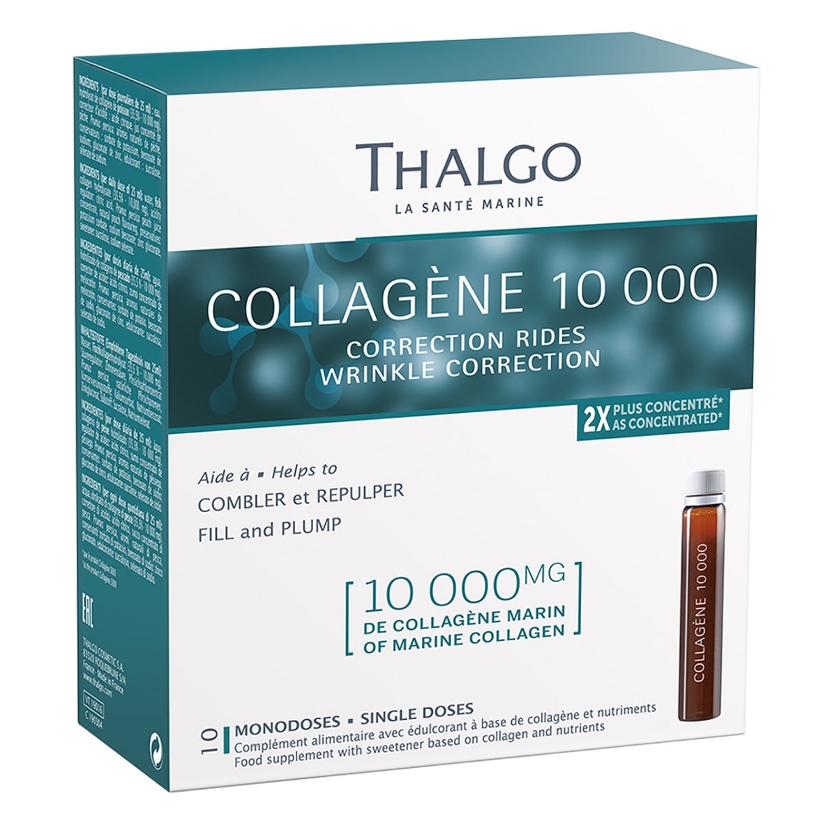 Thalgo Комплекс для молодости и красоты Collagene 10000, 10 ампул х 25 мл (Thalgo, БАДы) thalgo комплекс плоский живот и тонкая талия 30 капсул thalgo бады