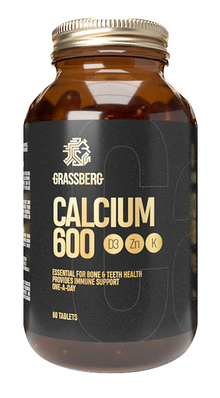 Грасберг Биологически активная добавка к пище Calcium 600 + D3 + Zn с витамином K1, 60 таблеток (Grassberg, ) фото 0