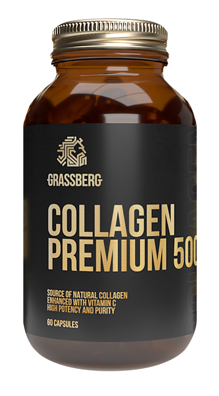 Grassberg Биологически активная добавка к пище Collagen Premium 500 мг + витамин C 40 мг, 120 капсул (Grassberg, ) коллаген растворимый it s collagen настоящий морской коллаген защита суставов и связок 40 г