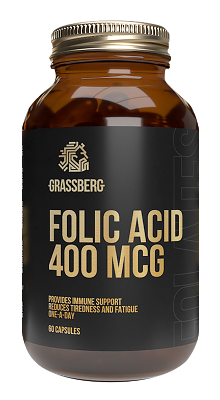 Grassberg Биологически активная добавка к пище Folic Acid 400 мкг, 60 капсул (Grassberg, ) биологически активная добавка к пище alpha lipoic acid 60 капсул х 60 мг