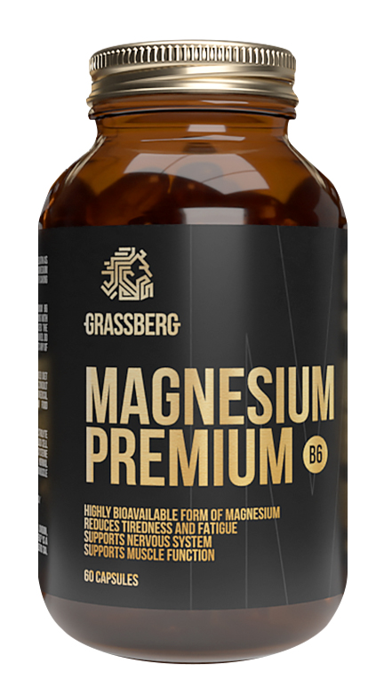 Grassberg Биологически активная добавка к пище Magnesium Premium B6, 60 капсул (Grassberg, )