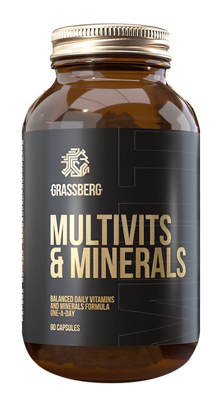 Grassberg Биологически активная добавка к пище Multivit & Minerals, 90 капсул (Grassberg, ) витаминно минеральный комплекс для поддержи сердечно сосудистой системы maxler magnesium b6 апельсин в шипучих таблетках 60 шт