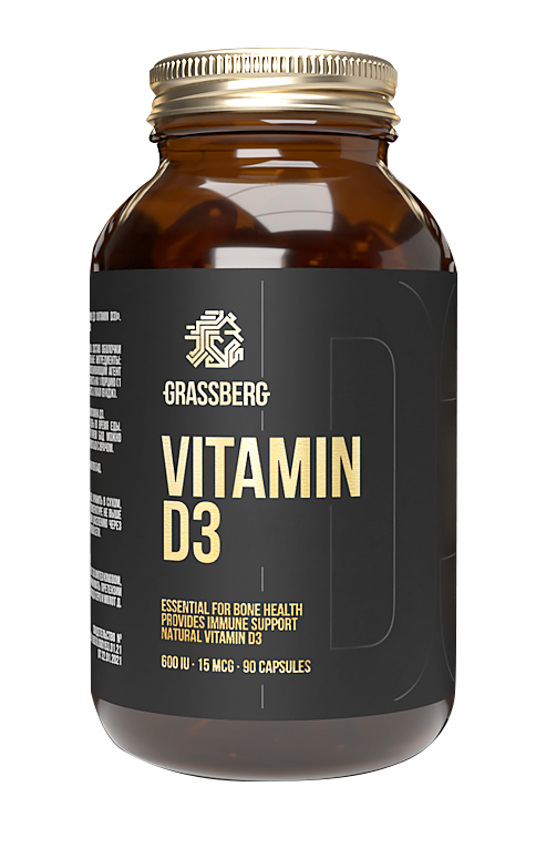 Grassberg Биологически активная добавка к пище Vitamin D3 600IU, 90 капсул (Grassberg, ) grassberg биологически активная добавка к пище joint support 60 капсул grassberg