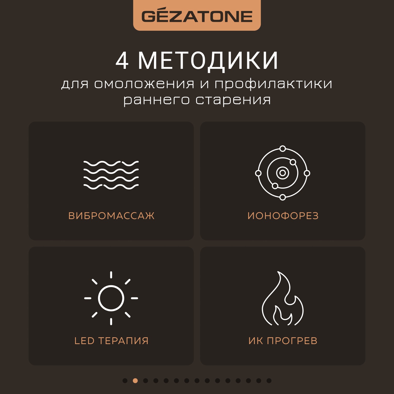 Жезатон Вибромассажер для лица с ионофорезом и LED терапией m810 (Gezatone, Массажеры для лица) фото 3