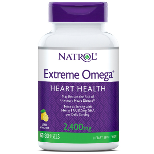 Natrol Омега Extreme со вкусом лимона 2400 мг, 60 капсул (Natrol, Омега 3) natrol комплекс омега 3 6 9 со вкусом лимона 90 жевательных капсул