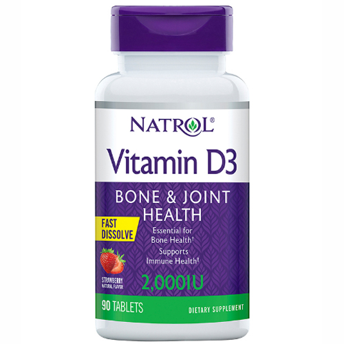 Натрол Витамин D3 быстрорастворимый со вкусом клубники 2000, 90 таблеток (Natrol, Витамины) фото 0