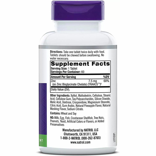 Натрол Цинк с высокой абсорбцией, 60 таблеток (Natrol, Минералы) фото 6