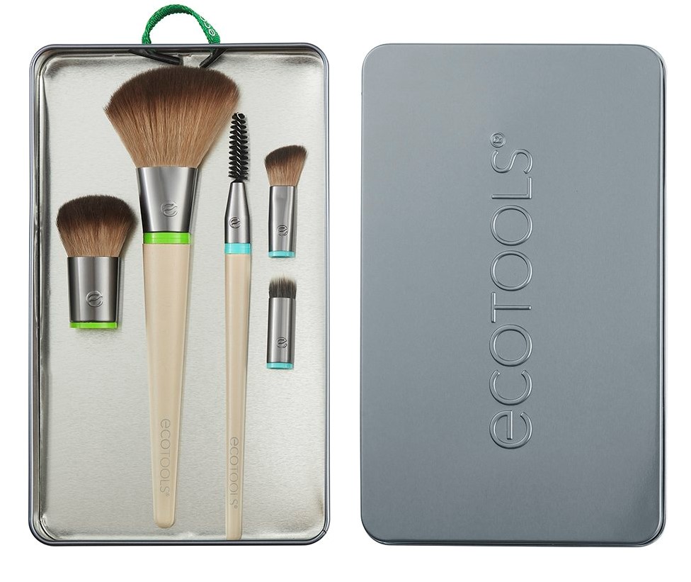 Эко Тулс Набор кистей для макияжа Daily Essentials Total Face Kit: 5 сменных насадок и 2 ручки (Eco Tools, Interchangeables) фото 1