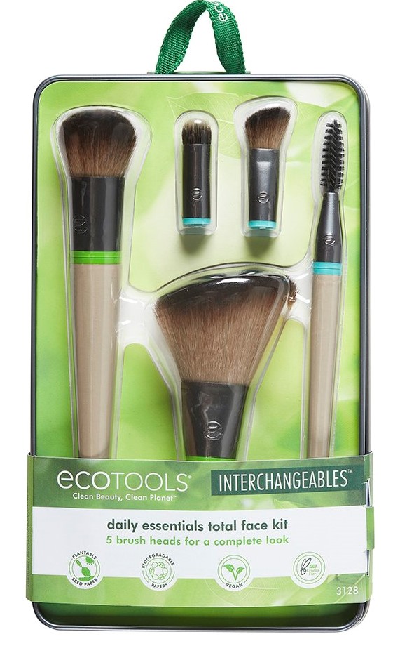Эко Тулс Набор кистей для макияжа Daily Essentials Total Face Kit: 5 сменных насадок и 2 ручки (Eco Tools, Interchangeables) фото 3