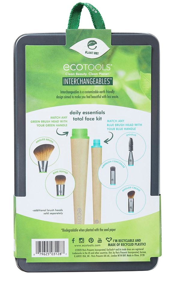 Эко Тулс Набор кистей для макияжа Daily Essentials Total Face Kit: 5 сменных насадок и 2 ручки (Eco Tools, Interchangeables) фото 5
