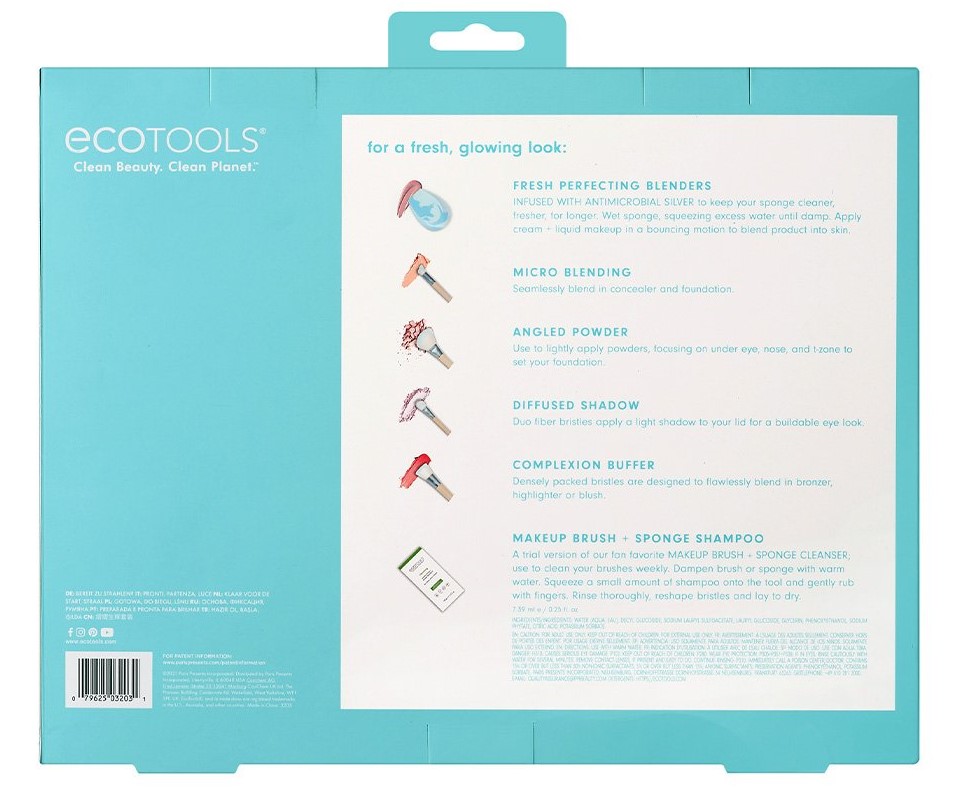 Эко Тулс Подарочный набор кистей и спонж для макияжа Ready, Set, Glo (Eco Tools, Holiday Collection) фото 2