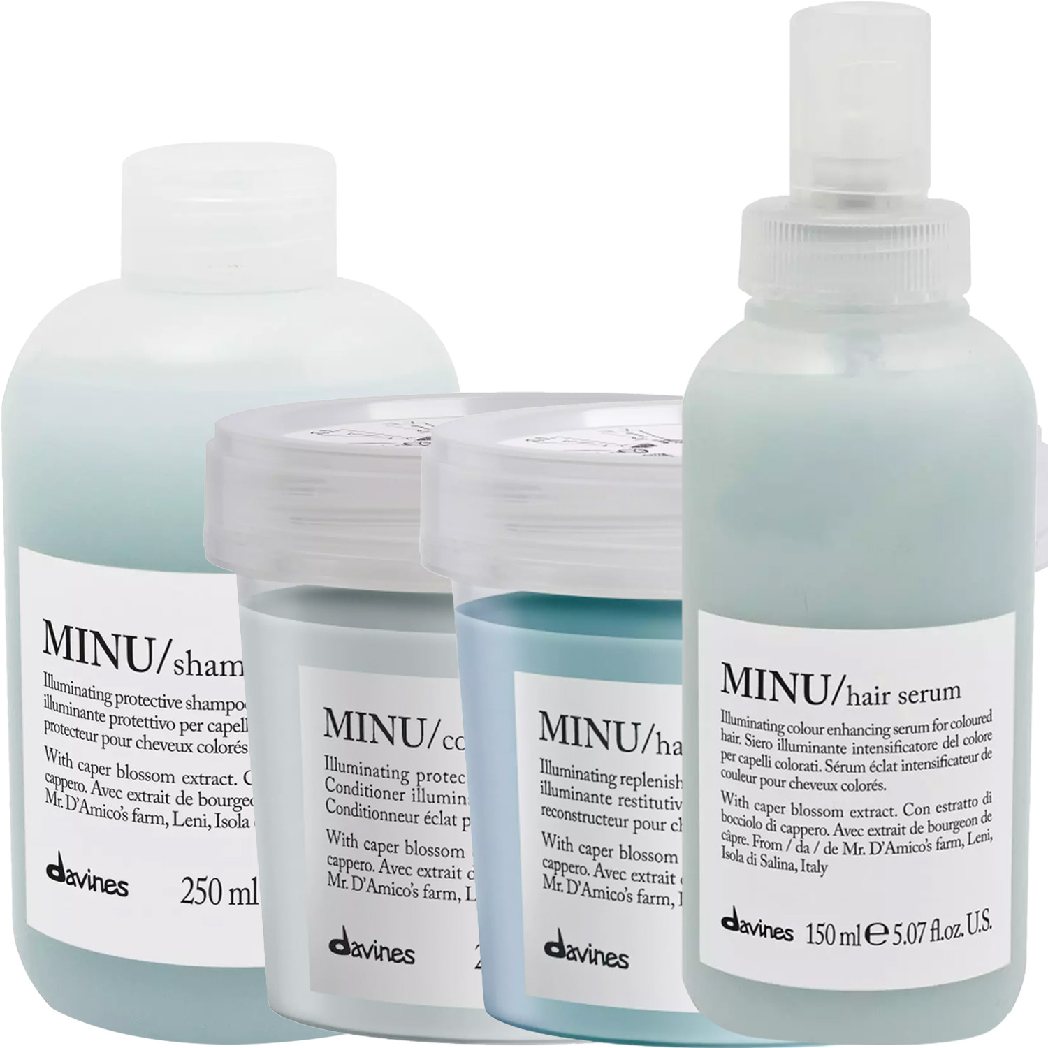 Давинес Программа Minu комплексный уход: шампунь 250 мл + кондиционер 250 мл + маска 250 мл + сыворотка 150 мл (Davines, Essential Haircare) фото 5