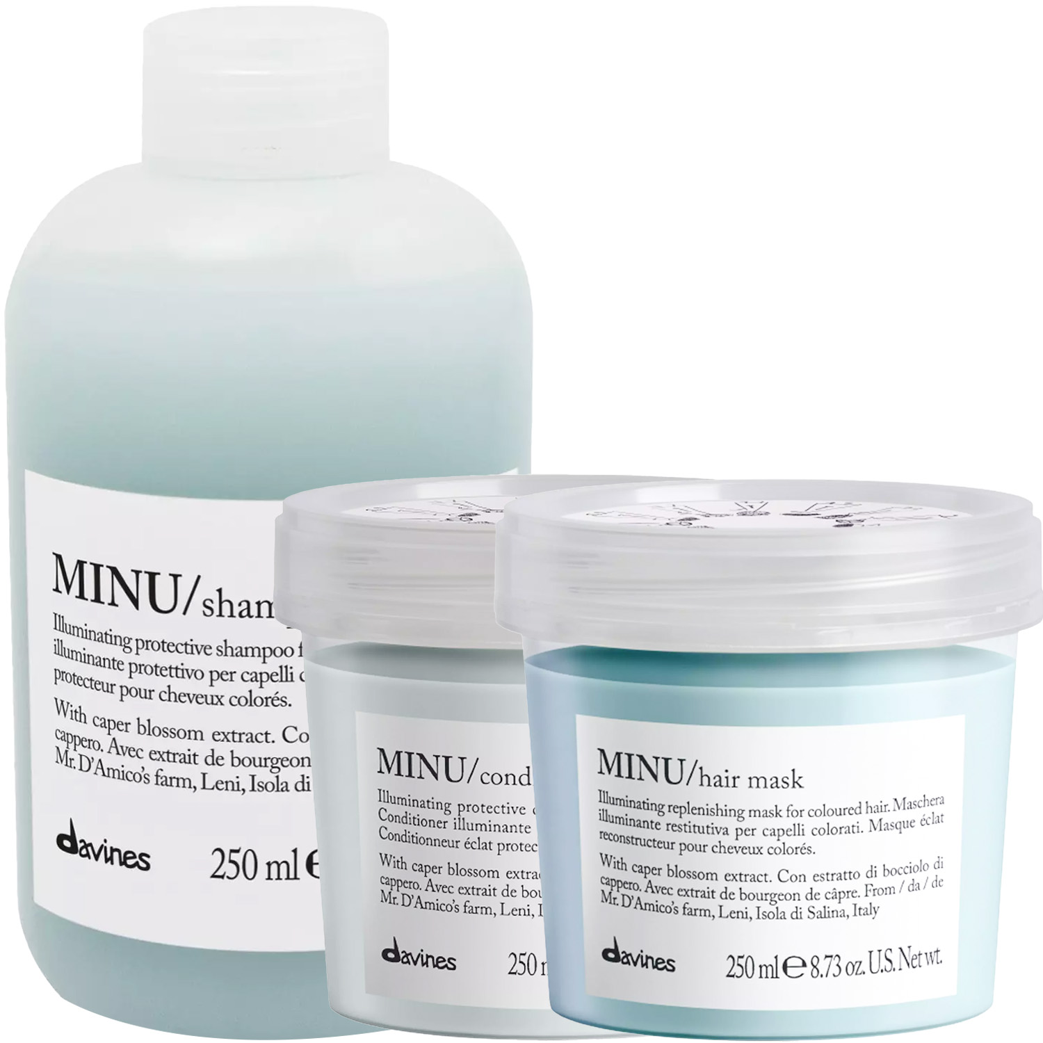 Давинес Программа Minu комплексный уход: шампунь 250 мл + кондиционер 250 мл + маска 250 мл (Davines, Essential Haircare) фото 5