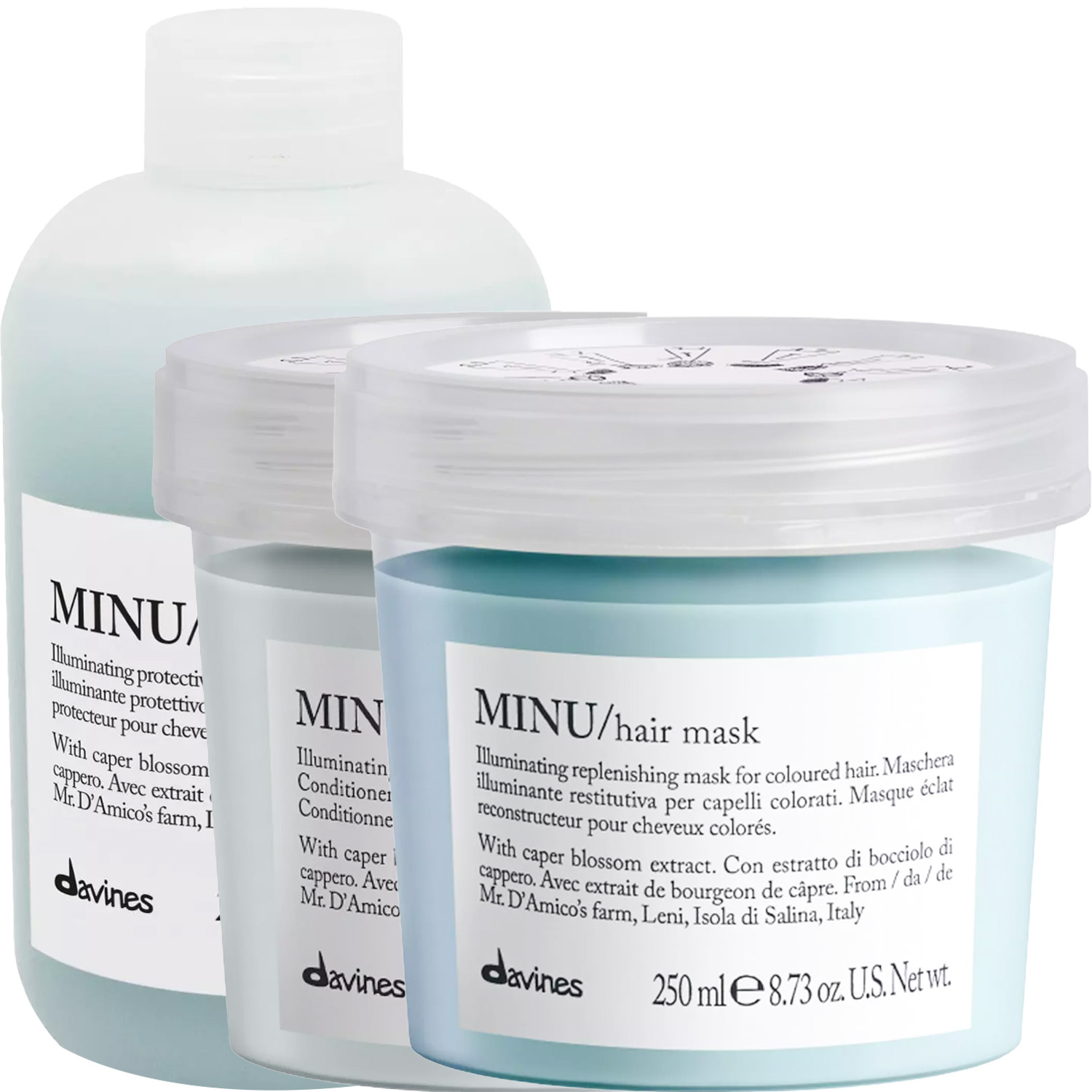 Давинес Программа Minu комплексный уход: шампунь 250 мл + кондиционер 250 мл + маска 250 мл (Davines, Essential Haircare) фото 5