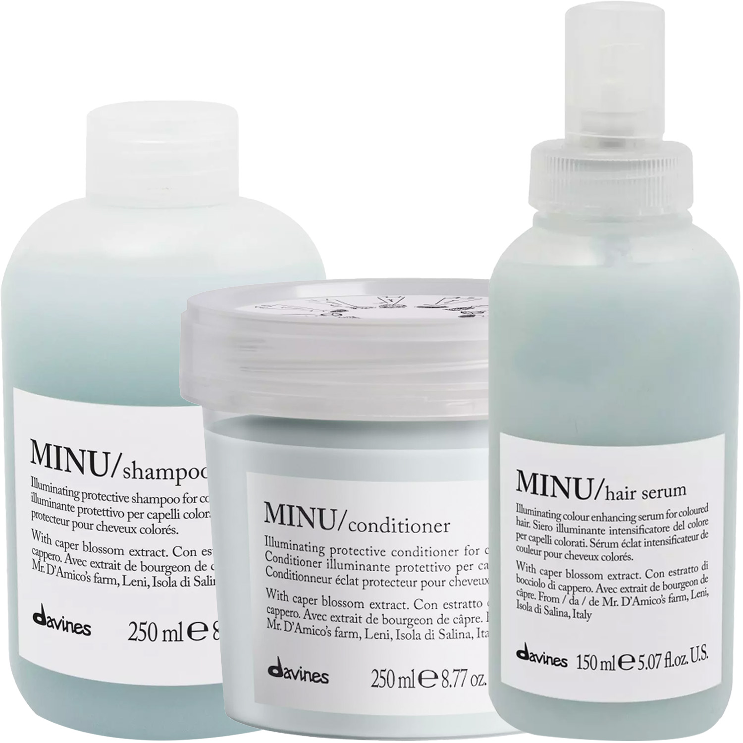 Давинес Программа Minu комплексный уход: шампунь 250 мл + кондиционер 250 мл + сыворотка 150 мл (Davines, Essential Haircare) фото 5