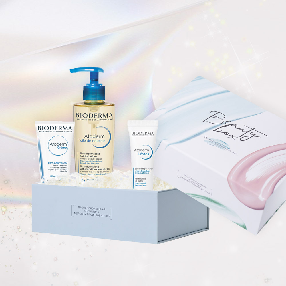  Подарочный набор Bioderma (масло для лица и тела 200 мл + крем для лица и тела 200 мл + бальзам для губ 15 мл) (Подарочные наборы, Atoderm) фото 0