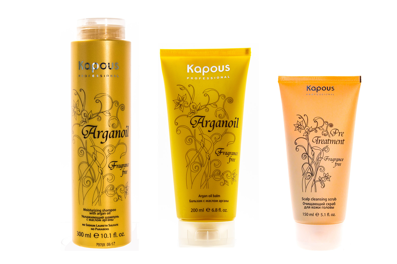 Купить Kapous Professional Набор для волос PreTreatment: скраб 150 мл + шампунь 300 мл + бальзам 200 мл, 1 шт (Kapous Professional, Arganoil), Италия