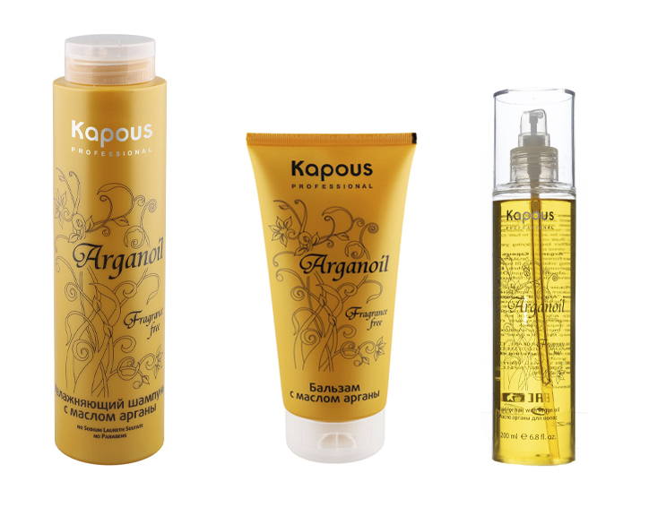 Капус Профессионал Набор для волос с маслом арганы (шампунь 300 мл + бальзам 200 мл + масло 200 мл) (Kapous Professional, Arganoil) фото 0